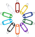 Uniclife 2 Inch Tough Plastic Key Tags in 10 Assorted Colors Item Identifiers Markers with Blank Paper Labels Protective Plastic Films and Split Rings, 10 Pack by Uniclife