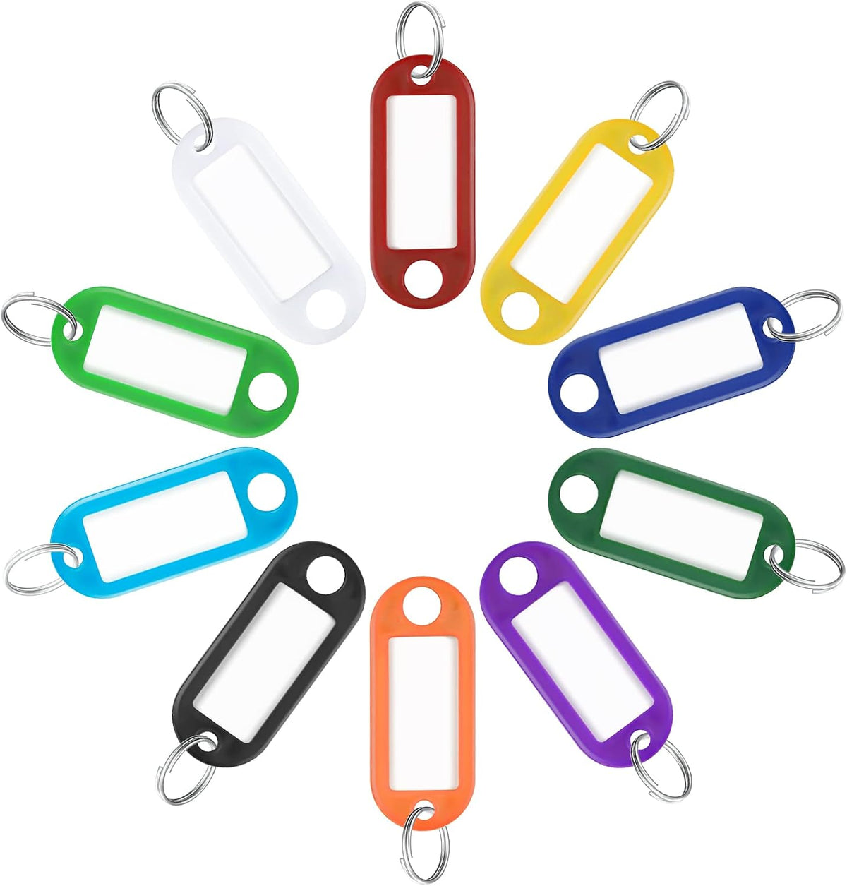 Uniclife 2 Inch Tough Plastic Key Tags in 10 Assorted Colors Item Identifiers Markers with Blank Paper Labels Protective Plastic Films and Split Rings, 10 Pack by Uniclife