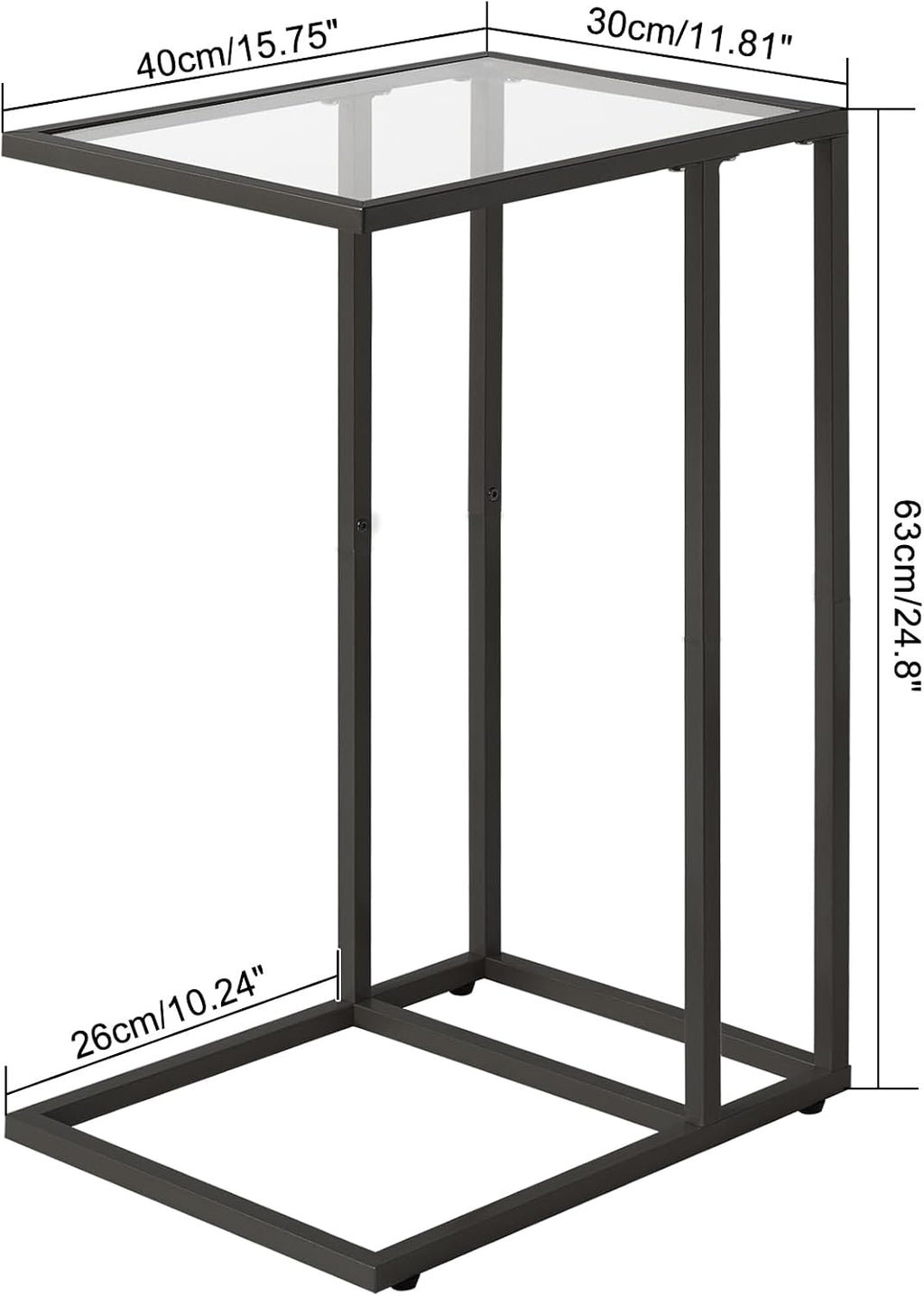 YMYNY C-Shaped End Table, Tempered Glass Side Table for Small Space - Image 3