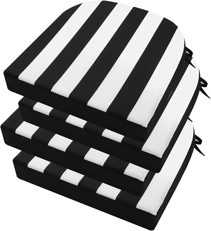 idee-home Outdoor Chair Cushions Set of 4, 17 x 17 Outdoor Seat Cushions | Patio Chair Cushions for Outdoor Furniture Waterproof with Ties, Outdoor Seat Cushion, Patio Chair Pads Dining Chair by idee-home