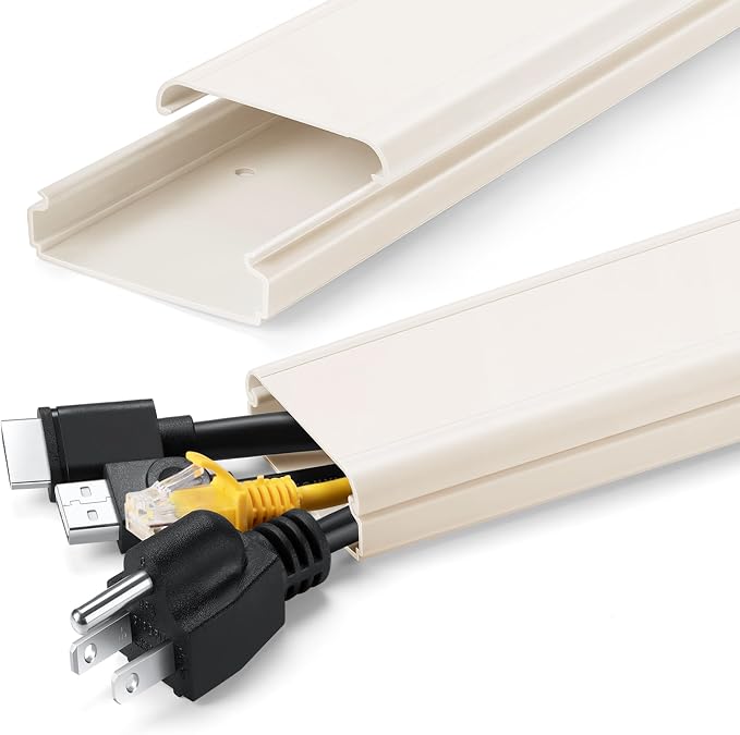 ZhiYo TV Cord Hider for Wall Mounted TV 34in(2X L17in), Large Cord Cover Wall, PVC Cable Management Raceway Kit, Wire Hider for Wall, Beige Wire Concealer, W2in x H0.7in by ZhiYo