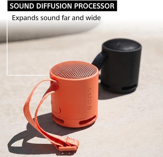 Sony SRS-XB100 Wireless Bluetooth Portable Lightweight Speaker, Orange | 16 Hr Battery, Super-Compact Travel Speaker, IP67 Waterproof & Dustproof Shower Speaker, Versatile Strap, Hands-free Calling - Image 6