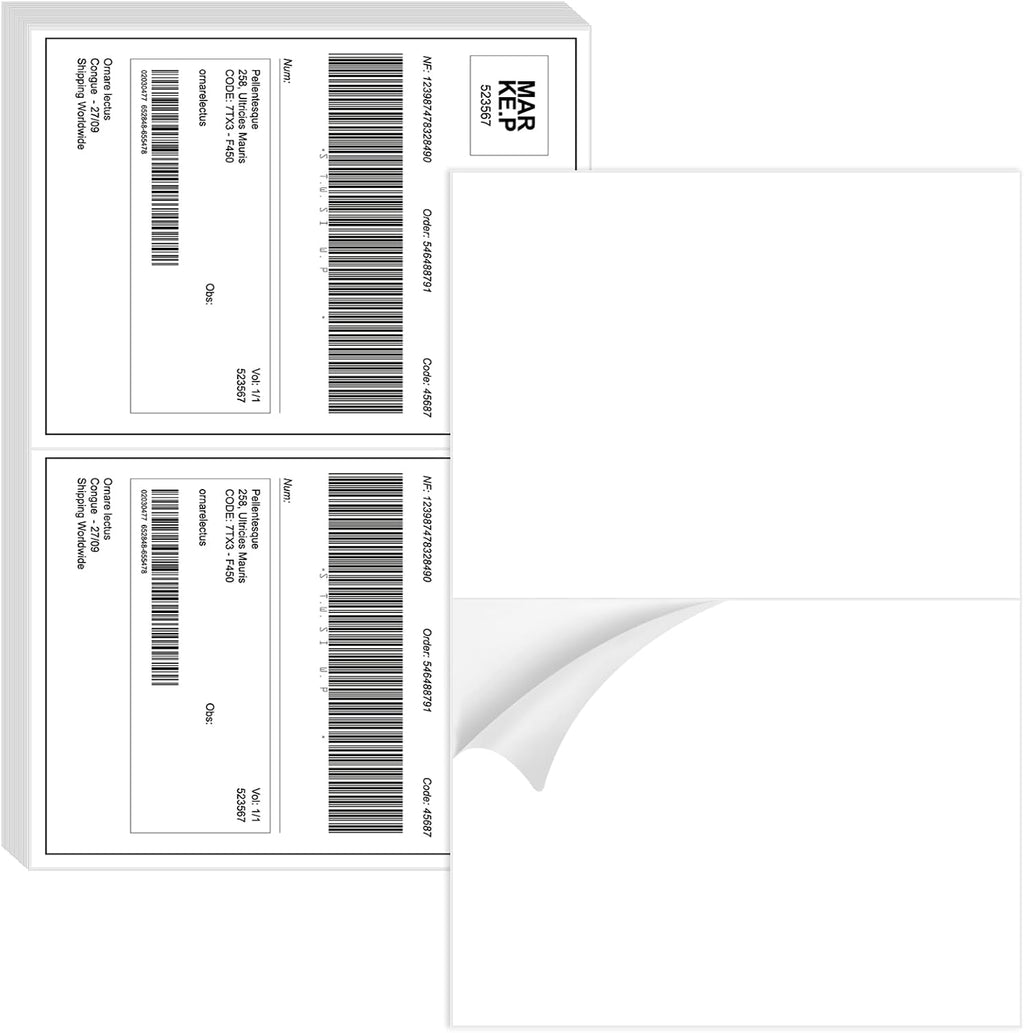 Half Sheet Shipping Labels - 20000 Counts, 8.5” x 5.5” Self Adhesive Shipping Label White Internet Mailing Labels 2 Per Page, Laser & Inkjet Printer Compatible [10000 Sheets 8.5” x 11”] by BESTIKER