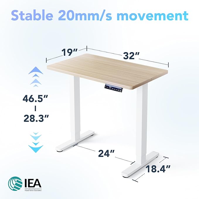 HUANUO AI-Powered Electric Standing Desk with Smart APP, Work with Alexa & Google, Adjustable Height, 6 Memory Settings, Sedentary Reminder, Ergonomic Sit-Stand Desk, 32-inch, Light Walnut | AI App & Voice Control via Alexa, Google Assistant & Siri Sho... - Image 2