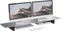 Aluminum Dual Monitor Stand Riser, Ergonomic Desktop Shelf with Wooden Legs - 42.5” Wide Heavy Duty Computer Stand for Home Office, Desktop Monitor Riser for PC, iMac, MacBook, Laptop by CHENOMiNL