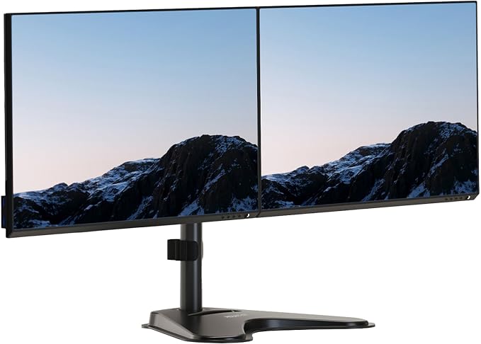 Mount-It! Dual Monitor Desk Stand Mount for 2 Screens VESA 75x75 & 100x100 | For Monitors up to 32”, Height Adjustable with Tilt, Swivel & Rotation - Image 2