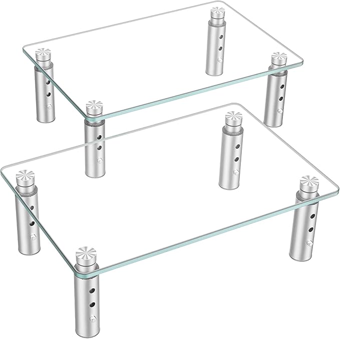 Hemudu 2 Pack Monitor Stand Riser, 3 Height Adjustable Laptop Stand Riser, Monitor Stand Riser for PC, Computer, Laptop Clear HD06T-201 by HEMUDU