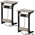 TUTOTAK C Shaped End Table With Charging Station, Set of 2, Couch Tv Tray With 2 USB Ports and Outlets, Sofa Side Table for Small Spaces, Living Room, Bedroom TB01BG0442 by TUTOTAK