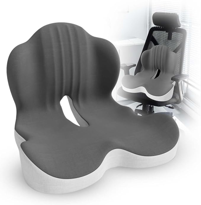 Large Memory Foam Seat Cushion Lumbar Support Pillow for Sciatica & Tailbone Pressure Relief Coccyx Pad for Office Chair, Car,Wheelchair,Home,Office by Yaani