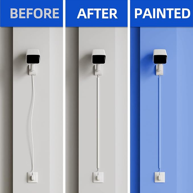 Delamu 128in Cord Hider for 1 Cord, Self-Adhesive Cord Covers for Wires on Wall, Easier Install Wire Covers for Cords on Wall, Cable Wire Hider, Cable Cover Management Raceway, W0.48 H0.3in, White - Image 5