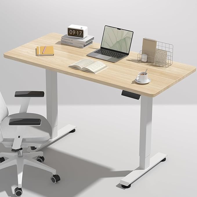 Veken 47.2 Inch Large Electric Standing Desk, Gaming Table, Nature | Height Adjustable Sit Stand Up Computer Tables for Home Office, Study , Writing, Suit students, employees and group work by Veken