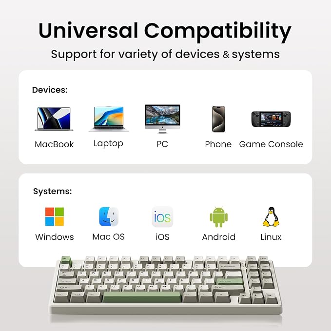 Kisnt KN85 Wireless Mechanical Keyboard, 75% Layout, Bluetooth/2.4GHz/USB-C, Custom RGB Backlit, Hot-Swappable Linear Switch, Creamy Sound for Gaming/Typing (Industrial Gray) - Image 6