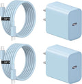 iPhone 17 16 15 Charger Fast Charging 2+2Pack 20W USB C Wall Charger with Extra Long 10FT Fast Charging Cable Compatible with iPhone 17/17 Air/17 Pro/17 Pro Max/iPhone 16/15 Series, iPad Pro -Blue by Coreykin