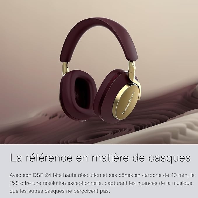 Bowers & Wilkins Px8 Over-Ear Wireless Headphones, Royal Burgundy - Image 3