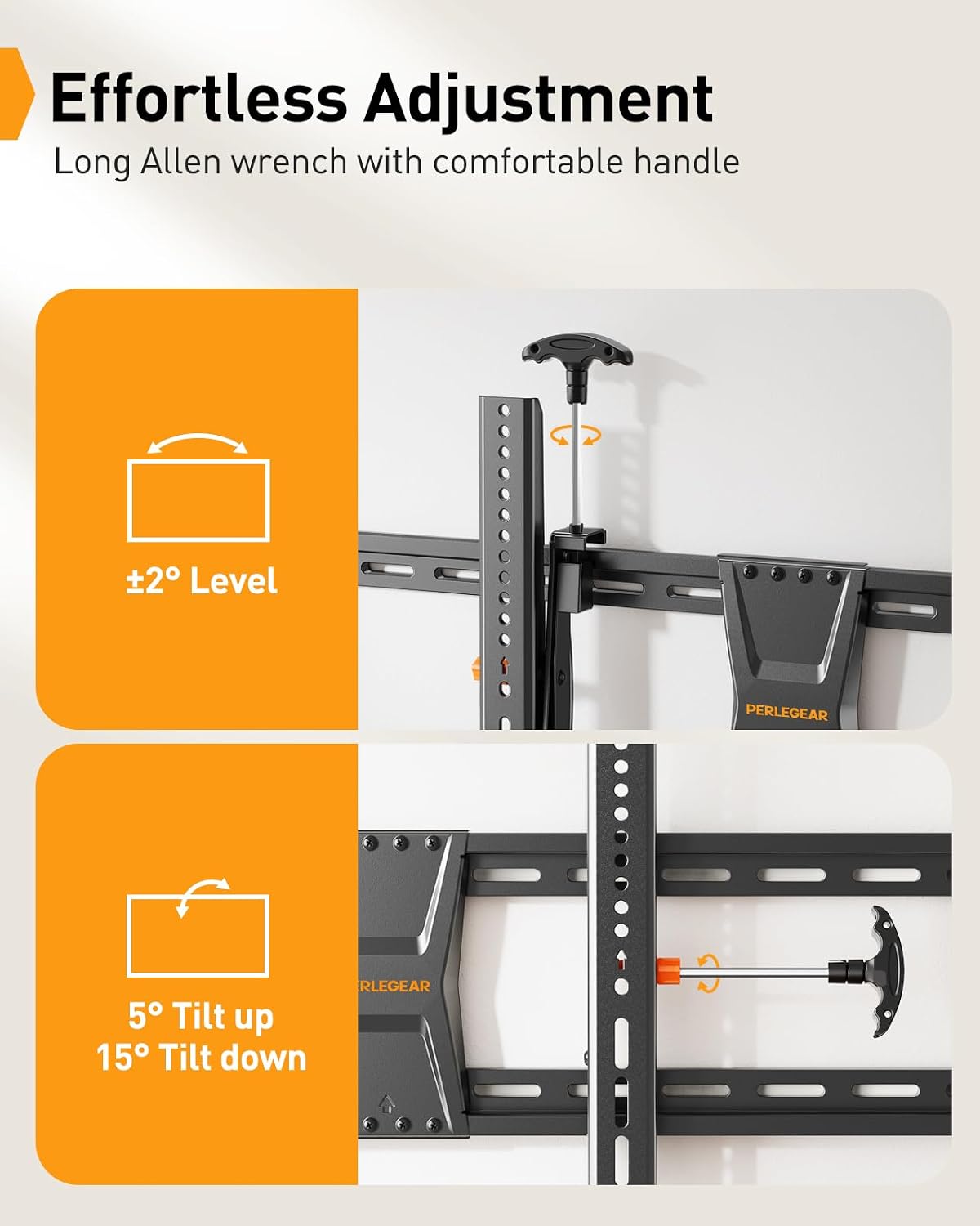 Perlegear Tilting TV Wall Mount for 50-90 TVs with Leveling Adjustment - Image 4