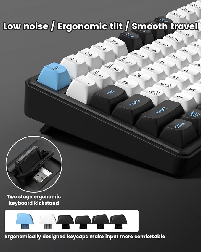 DK75 75% Wireless Gaming Keyboard, RGB Backlit Creamy Keyboard with Media Knob, OLED Screen, Tri-Mode 2.4GHz/USB-C/BT5.0, Anti-Ghosting No-Conflict Silent Membrane Keyboard for MAC Windows - Image 8