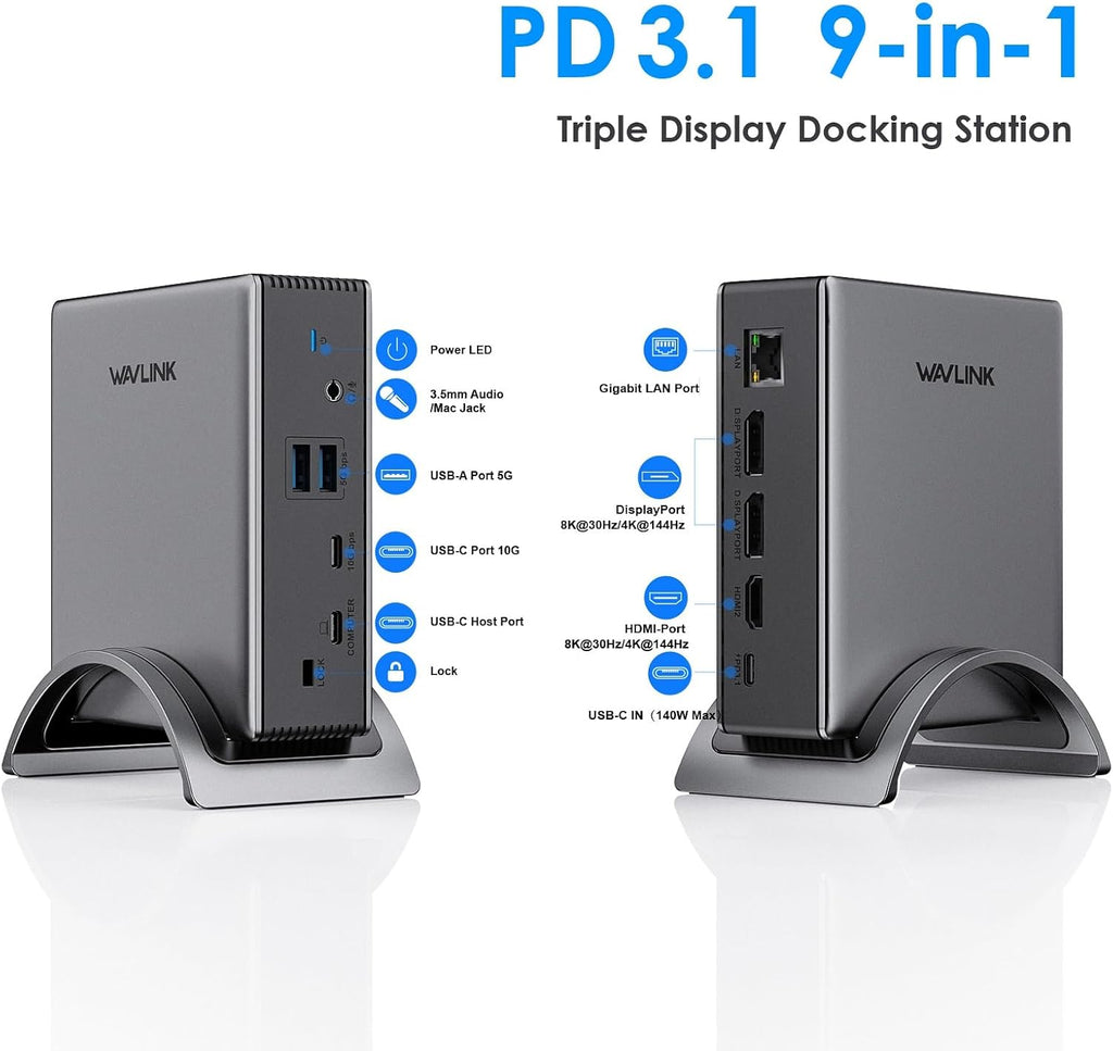 Laptop docking station,WAVLINK PD3.1 dock, dual DisplayPort, HDMI - Image 2