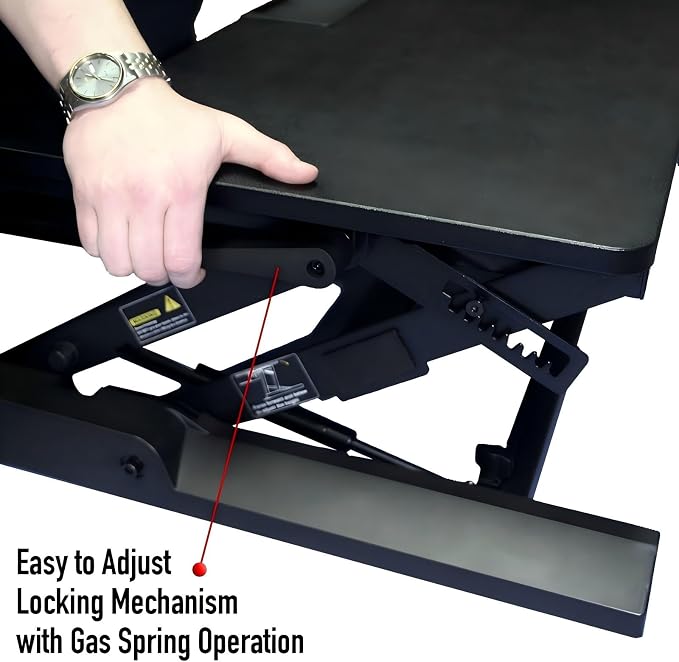 Standing Desk Converter 32 x 24 Inches - Height Adjustable Sit to Stand Riser with Keyboard Tray, Ergonomic Music Studio Workstation for Home Office, Dorms, Black - Image 6