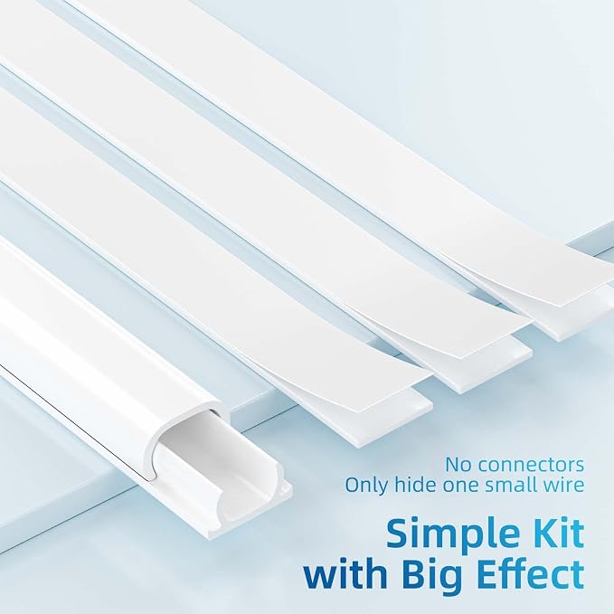 Yecaye 128in Mini Cord Hider, On-Wall Cord Cover, W0.5in H0.31in, White | Small Cord Covers for Wires on wall, Cable Management Hider for Single Wire, Cable Cover - Image 3