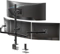 WALI Stacked 4 Monitor Mount for 49" UItrawides and Three 27" Monitors | Tall Quad Monitor Stand up to 44 lbs，Full Motion with Tilt, Swivel, C-Clamp & Grommet Base, VESA 75/100mm (M004S-P), Black by WALI