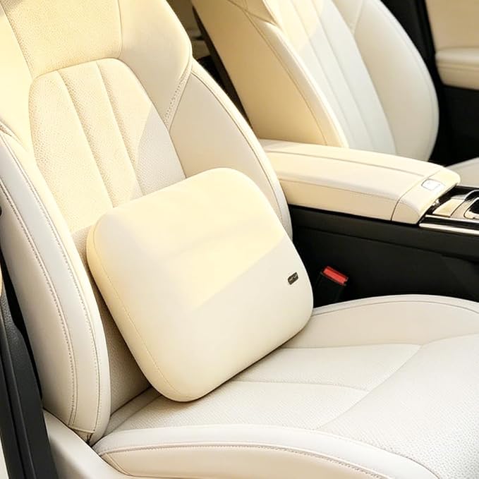 Car Seat Lumbar Support Pillow Cooling for Summer Soft Lower Back Cushion | Skin-Friendly, Work From Home Essentials, Recliner Chair Nap Pain Relief, Office Accessories, Latex Memory Foam Slim , Beig - Image 5