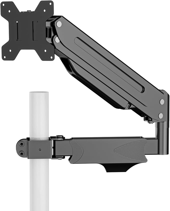 suptek Single Monitor Arm for Desk Mount Stand,Adjustable Monitor Arm for 17 to 32 inch Screen, Support Weight up to 22lbs, Mounting Holes 75x75mm to 100x100mm,Pneumatic Pole Mount Arm Black by suptek
