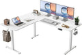 YIHAYO L Shaped Standing Desk Adjustable Height, 63 x 55 Inches Electric Corner Standing Desk with Splice Board, Computer Desk for Home Office, White by YIHAYO