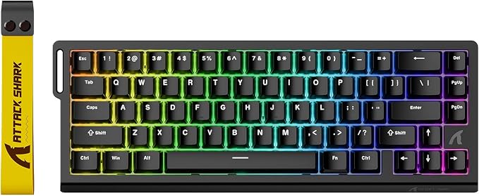 ATTACK SHARK X68 HE RT Mechanical Gaming Keyboard 60% Wired TKL-Black | Adjustable Actuation,Hall Effect Magnetic Switch,8KHz Polling Rate,RGB Backlit,Top Mount, Web Driver for PC Mac Esport Gamer by ATTACKSHARK