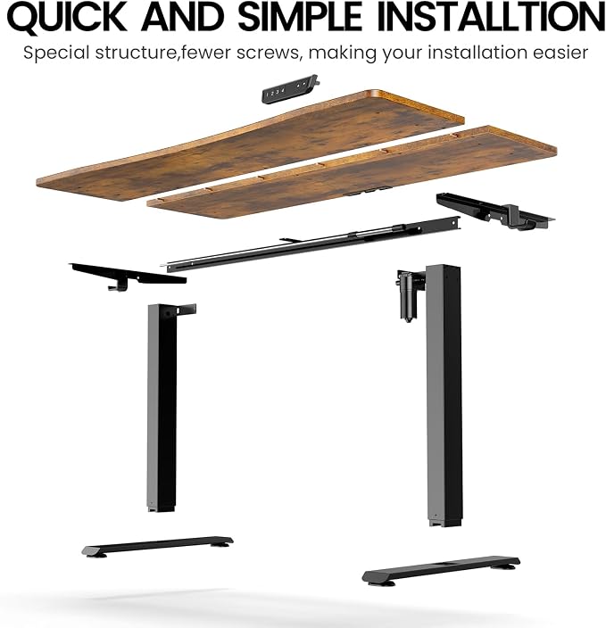 Veken Standing Desk 55 x 28 Inch, Sit to Stand Up, Work Home Office Computer Table for Study, Walking Pad, Writing, and Games, Wooden Desktop Desks, Brown - Image 7