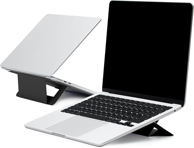 MOFT Laptop Stand for Desk, Adhesive Airflow Laptop Cooling Stand for Heat Dissipation with 2 Adjustable Viewing Angles, Foldable & Portable Computer Stand Compatible with Laptops 11"-16", Jet Black by MOFT
