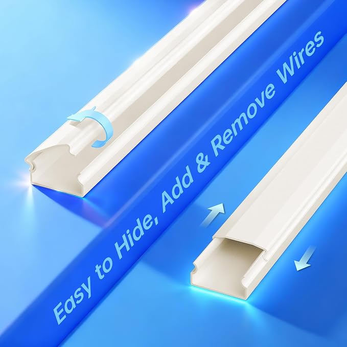 Delamu Beige Cord Hider, 236in Cord Covers for 3-4 Wires on Wall, Beige Cable Hider Wire Covers for Cords, Wire Hiders for TV on Wall, TV Cord Hider Wall to Hide Wires, 15x L15.7 W1.18 H0.6in - Image 6