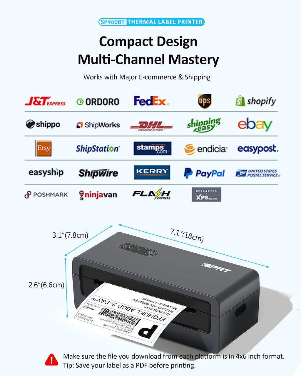 Bluetooth Thermal Shipping Label Printer, Wireless 4x6 Shipping Printer - Image 3