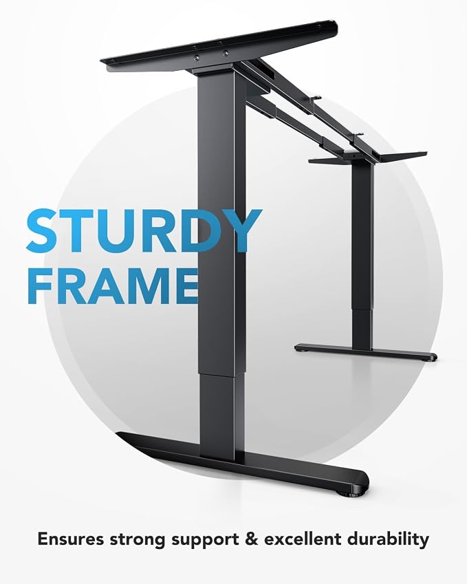 HUANUO Dual Motor Electric Standing Desk Frame, 265 lb Capacity, Black | T-Shaped Legs Fit Desktops Up To 90 X 31.5 Inches; Height-Adjustable Frame For Home Offices - Image 4