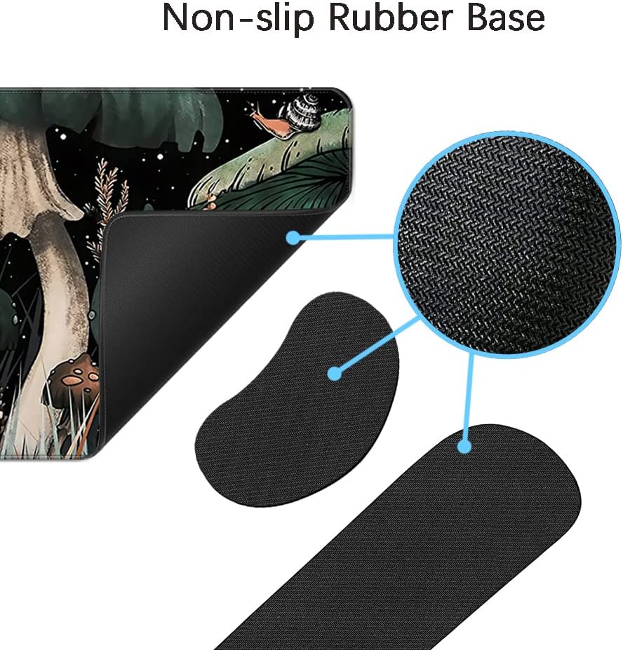 MIBITRI Keyboard Mouse Pad Set, Extended Gaming Mouse Pad+Ergonomics Keyboard Wrist Rest Support, Memory Foam, Easy Typing Pain Relief, 4Pcs XXL Ultra Thick Desk Mat, Snails and Mushroom - Image 4