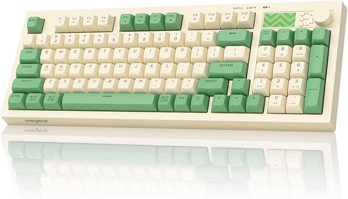wegear Pastel Wireless Keyboard, Computer Gaming Keyboard -Green | with Media Knob, Tri-Mode Bluetooth/2.4GHz/USB-C Wired, Backlit, 94 Keys, Cute Creamy Keyboard for PC, Mac - Image 8