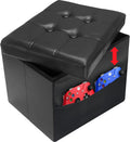 AmasSmile Ottoman with Storage,17" Folding Leather Foot Rest Chest,Black by AmasSmile