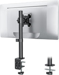 WALI Single Monitor Mount, Vesa Monitor Arm for 13-32 inch, up to 22lbs | Adjustable Monitor Mount for Desk, Full Motion with Tilt, Swivel, Rotation, C-Clamp/Grommet Mounting, VESA 75/100mm (M001S) by WALI