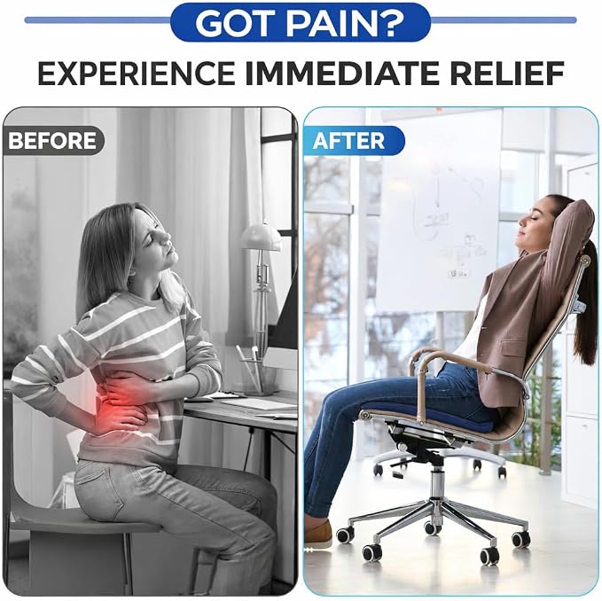 Large Gel Seat Cushion for Long Sitting, Cooling Gel Cushion for Office Chair, Tailbone Sciatica Coccyx Pain Pressure Relief Orthopedic Seat Cushion, Double Handles Non Slip Cover for Car Wheelchair - Image 2