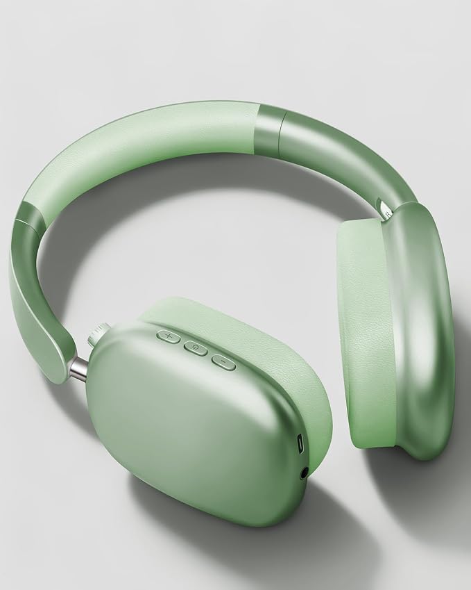 Wentronic Y01 Wireless Noise Canceling Headphones Bluetooth 5.3 Over Ear Headphones with Microphone, Hi-Res Audio, 48H Playtime, Foldable Comfortable Earpads,Compatible with iOS,Android,PC, Green - Image 2
