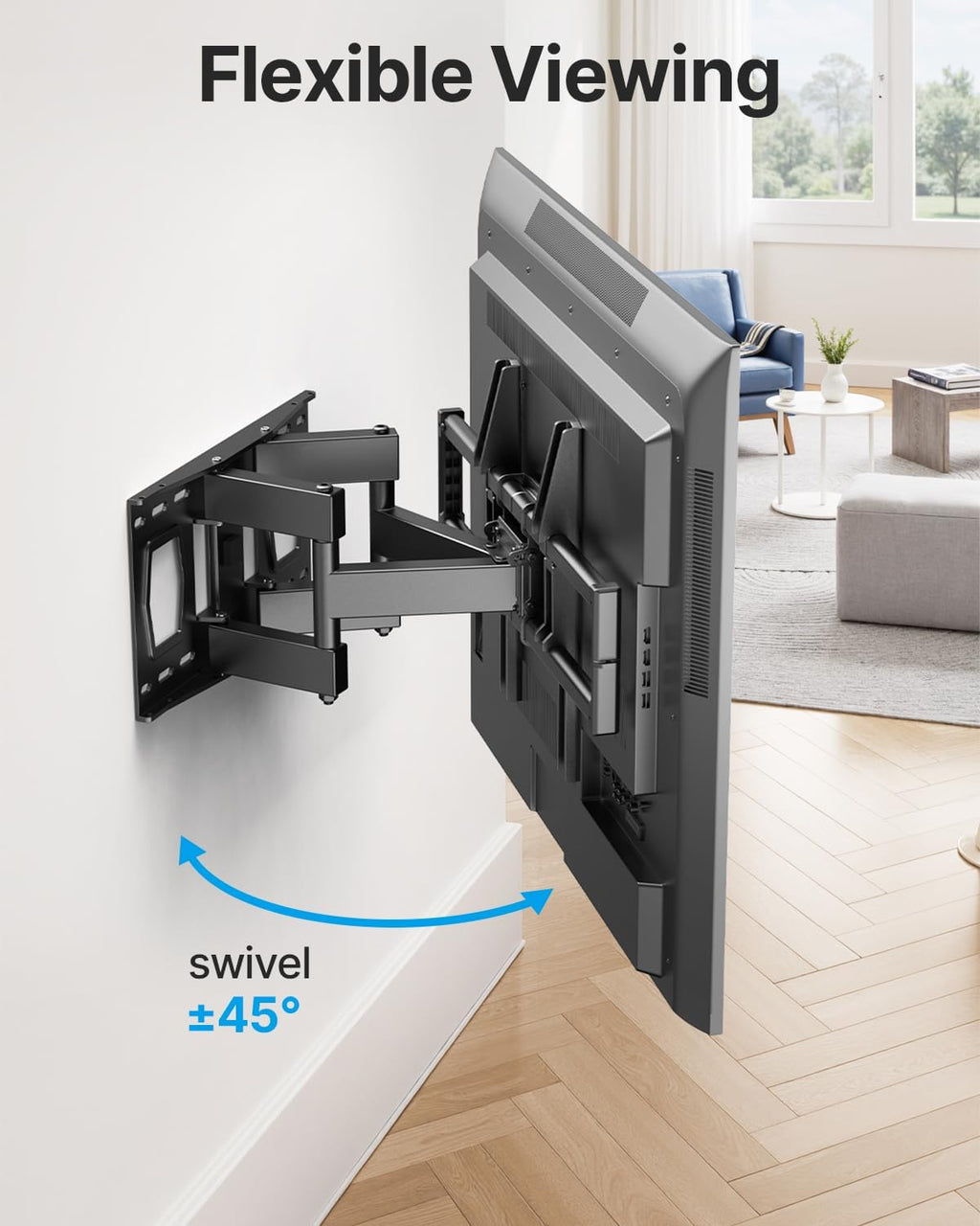 Full Motion TV Wall Mount for 37-85 Inch TVs Mounts Up to 120lbs, Fit 16" Wood Stud, Max VESA 600x400mm, Swivel and Tilt Articulating Wall Mount TV Bracket,Fit Most 55+ 65 70 75 inch TVs - Image 2