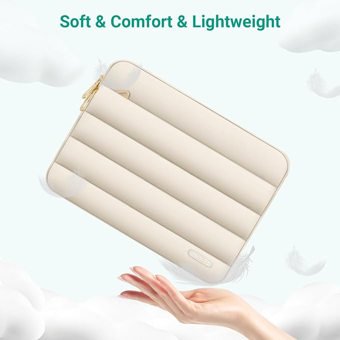 MOSISO Laptop Case 13.3 inch,13-13.3 inch Puffy Laptop Sleeve Carrying Case | Compatible with MacBook Neo/Air 13.6/Pro 13/14, HP Dell ASUS Lenovo, Polyester Horizontal Bag with Small Case, Starlight - Image 5