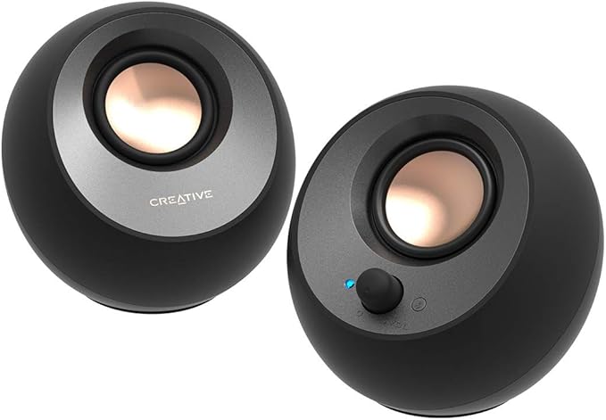 Creative Pebble V3, 2.0 USB-C Desktop Speakers, Bluetooth 5.0, Black | Bluetooth 5.0, USB-C, 2.0 Speaker, Clear Dialog, 8W RMS, USB-A Adapter, Desktop Speakers, Stereo, Black by CreativeLabs