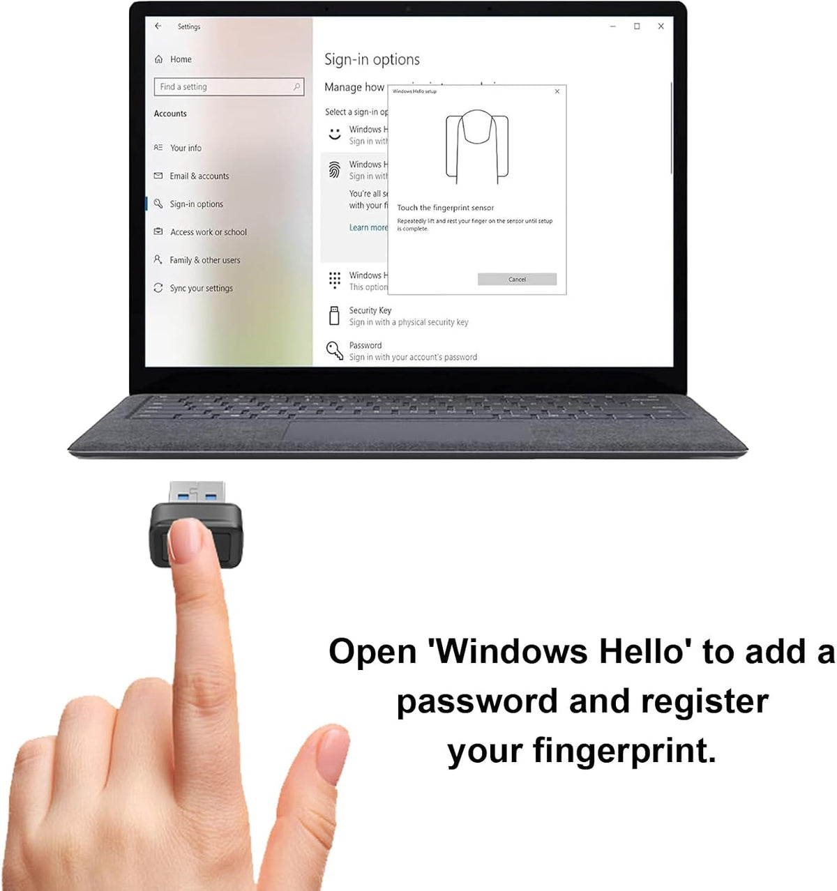 USB Fingerprint Key Reader Window Hello Fingerprint Reader Fast and Accurate Authentication 360 Degrees Detection - Image 6