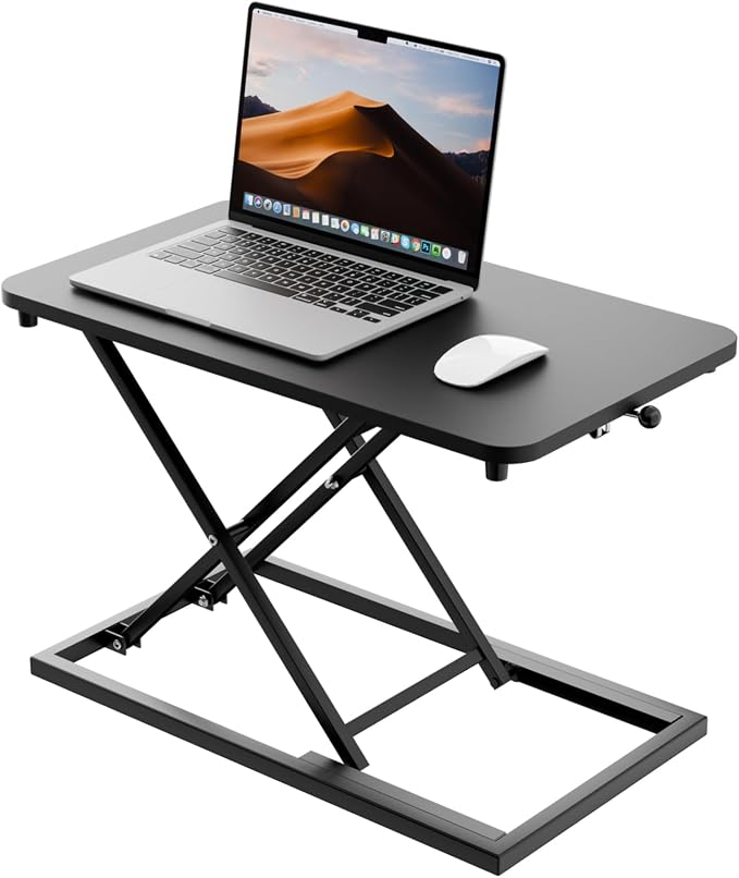 Standing Desk Converter Height Adjustable, Sit to Stand up Desk Riser Computer Workstation use in Laptop and Single Monitor Ergonomic Desktop Workstation for Home Office - Black by HOODUTRICPNEUMATIC