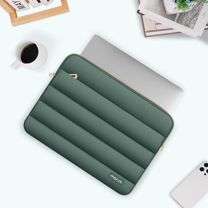 MOSISO Laptop Case 16 inch, 15-15.6 inch Puffy Laptop Sleeve Carrying Case | Compatible with MacBook Pro 16, HP Dell ASUS Acer Toshiba Lenovo, Polyester Horizontal Bag with Small Case, Emerald Green - Image 7