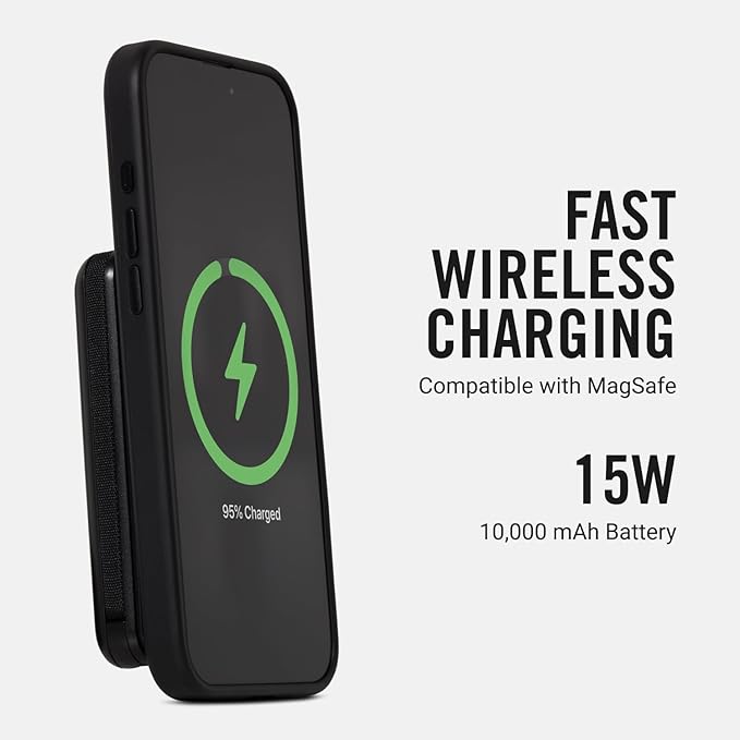 Ridge 20W Magnetic Power Bank Battery Pack 10,000mAh - Fast Charging, Compatible with MagSafe - Portable Charger Flight-Safe Travel Powerbank - Built-in Cables & Magnetic Attachment (Matte Black) - Image 2