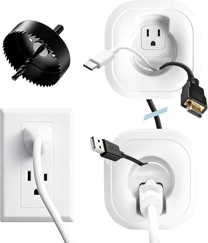 in-Wall Cable Management Kit, TV Wire Concealer with Built-in Outlet | Extension Cord & Hand Saw Supplied for DIY Assembly, In-Wall TV Cables Concealed for Neat Home Theater and Wall TV Wiring by Unknown