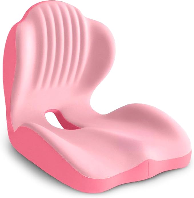 CHANCEE Ergonomic Seat Cushion with L-Shaped Design for Office Chair (Pink) | Memory Foam Orthopedic Cushion with Coccyx Hollow, Lumbar Support & Tailbone Pain Relief for Car, Truck, Gaming Chair by StyleComfortforEveryHome