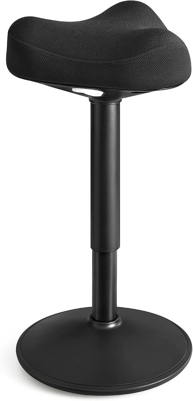 SONGMICS Ergonomic Wobble Stool, Height Adjustable Standing Desk Stool 23.3-33.1 Inches, Swivel Balance Chair with Non-Slip Base, Saddle Seat, for Active Sitting, Office, Home, Ink Black UOSC008B01 by Unknown