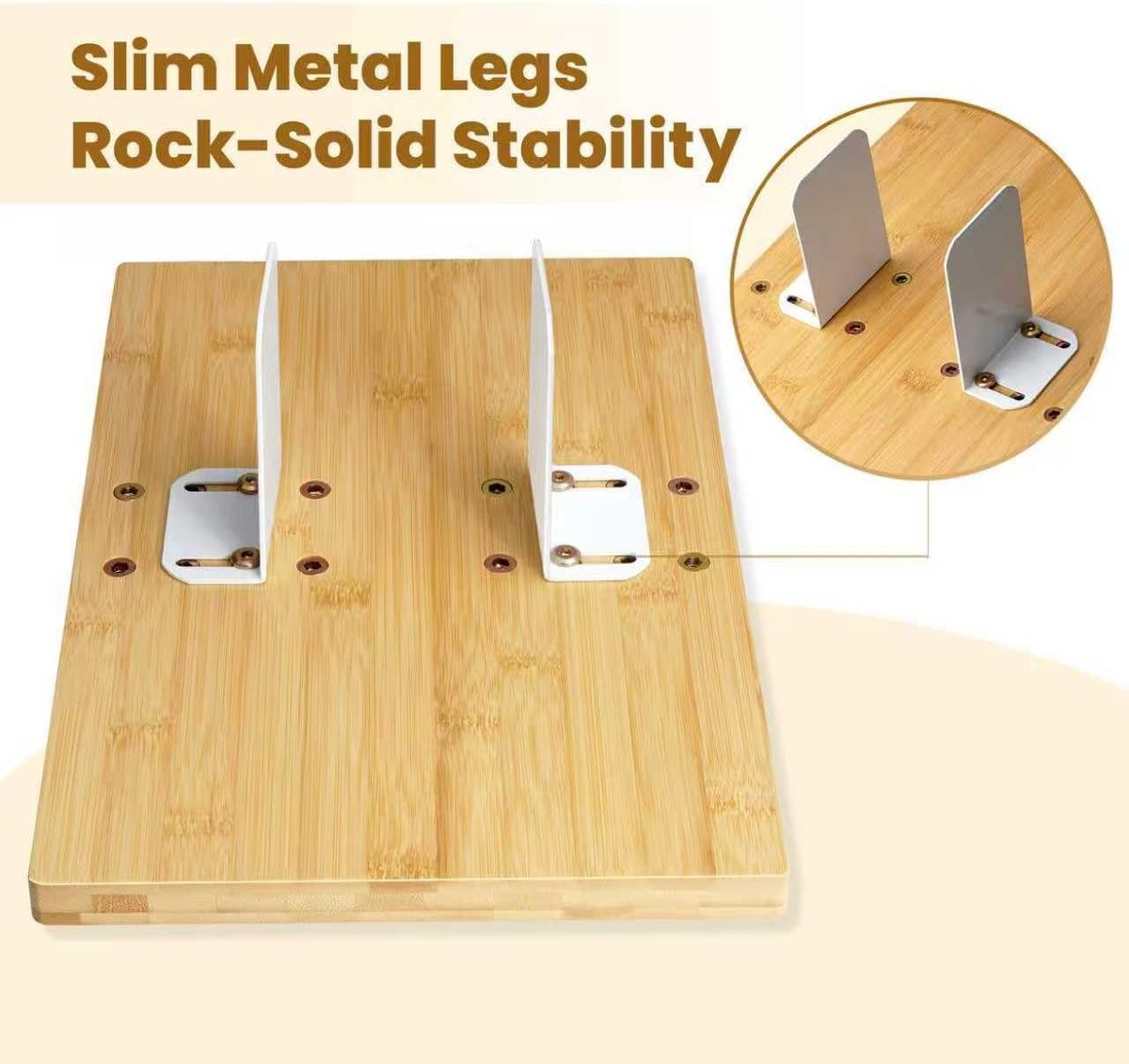 Bamboo Couch Cup Holder Tray with Adjustable Metal Legs - Image 5